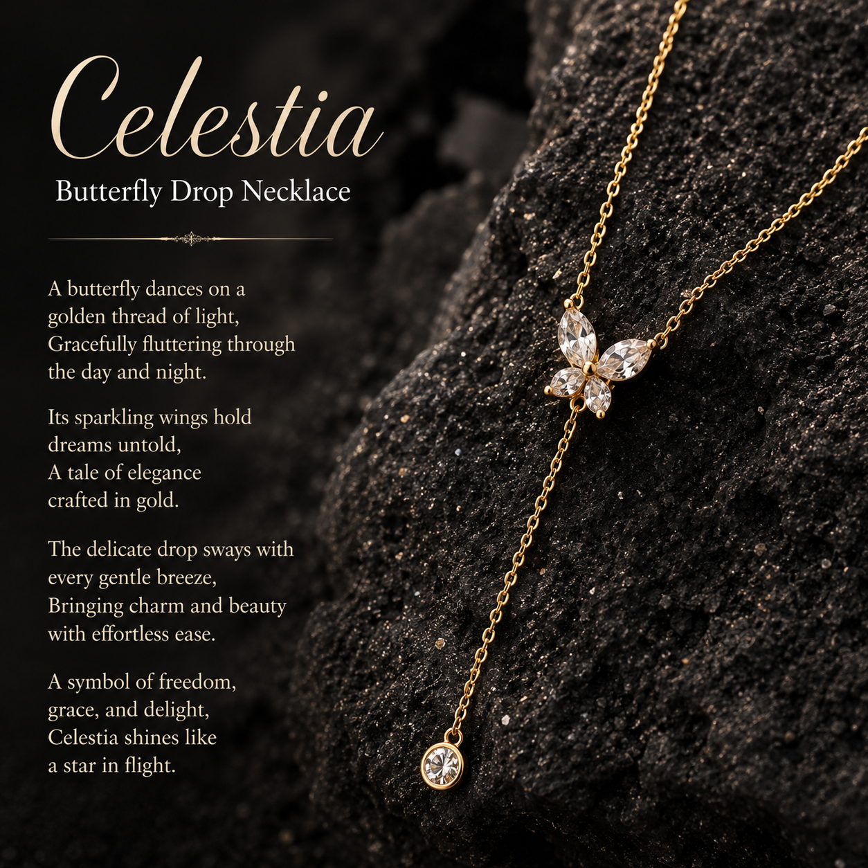 Celestia Butterfly Drop Necklace