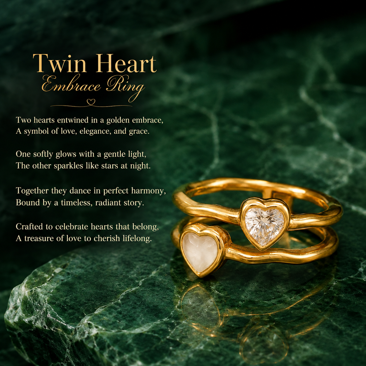 Twin Heart Embrace Ring