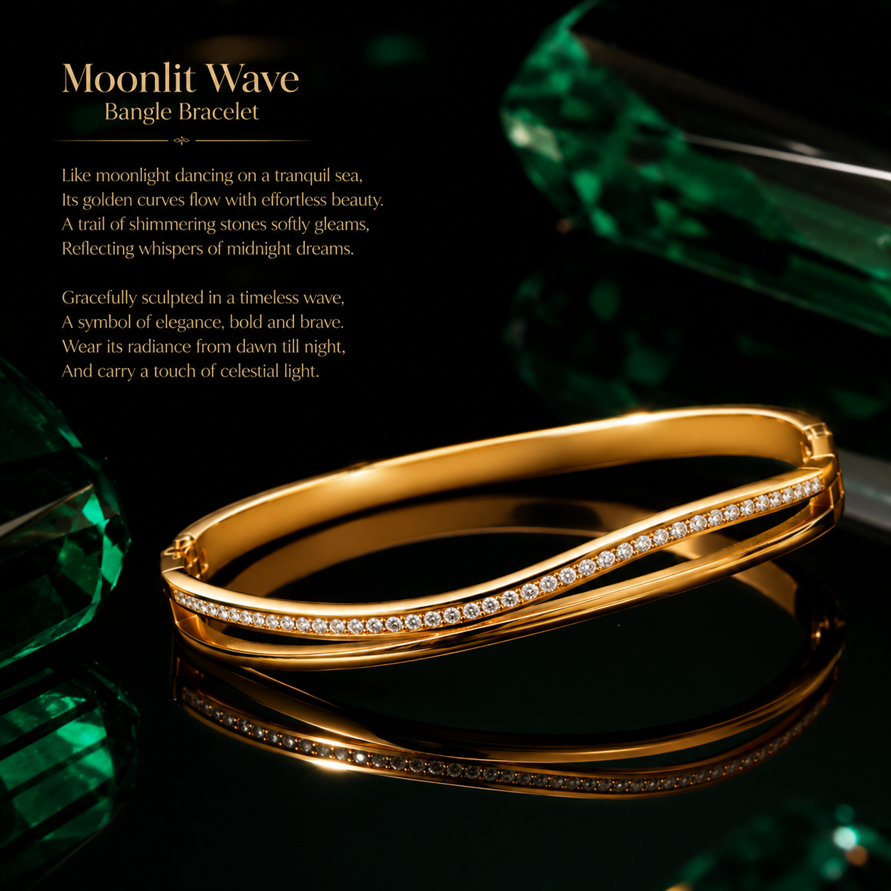 Moonlit Wave Bangle Bracelet
