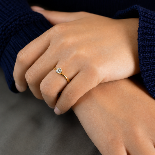 Celestial Wave Solitaire Ring