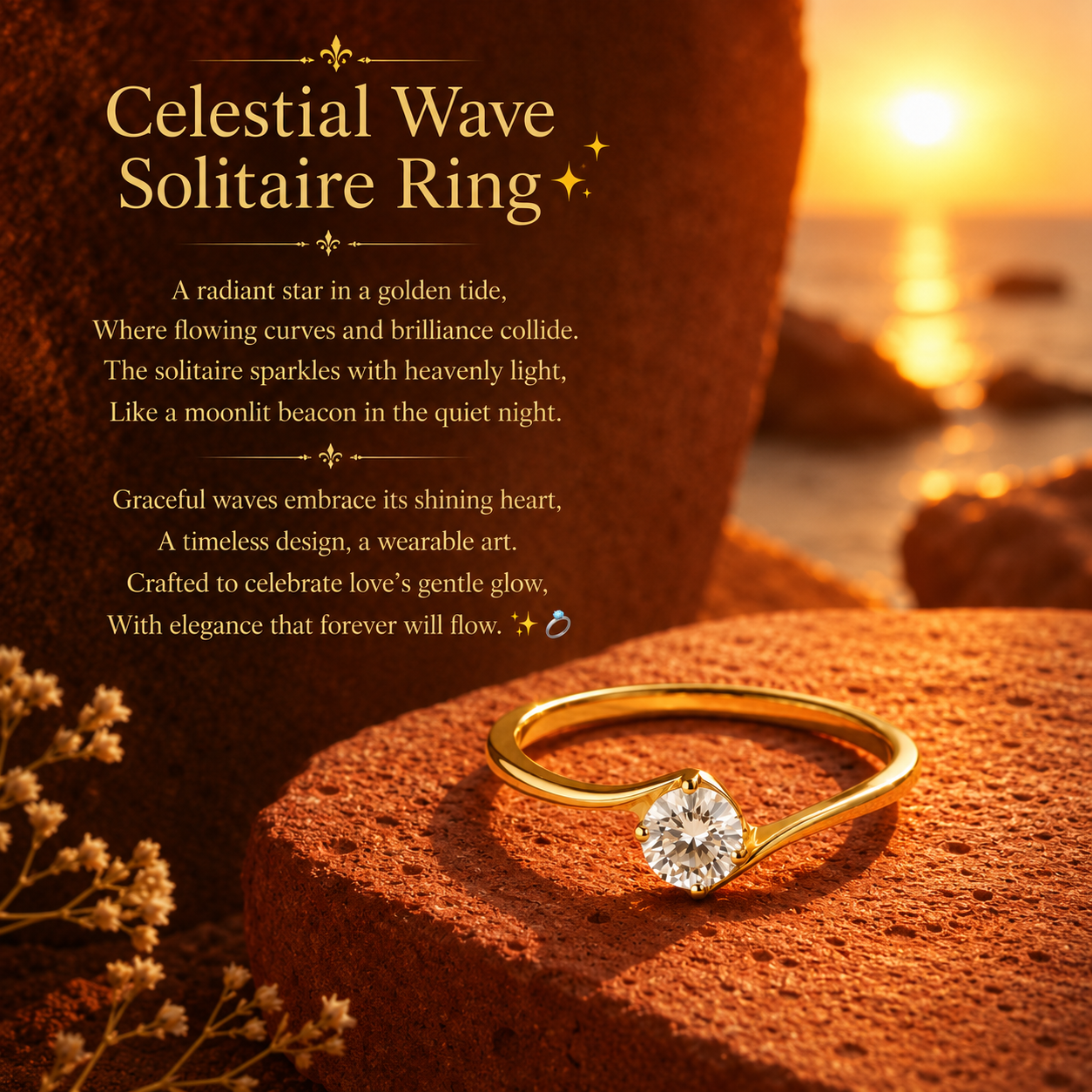 Celestial Wave Solitaire Ring