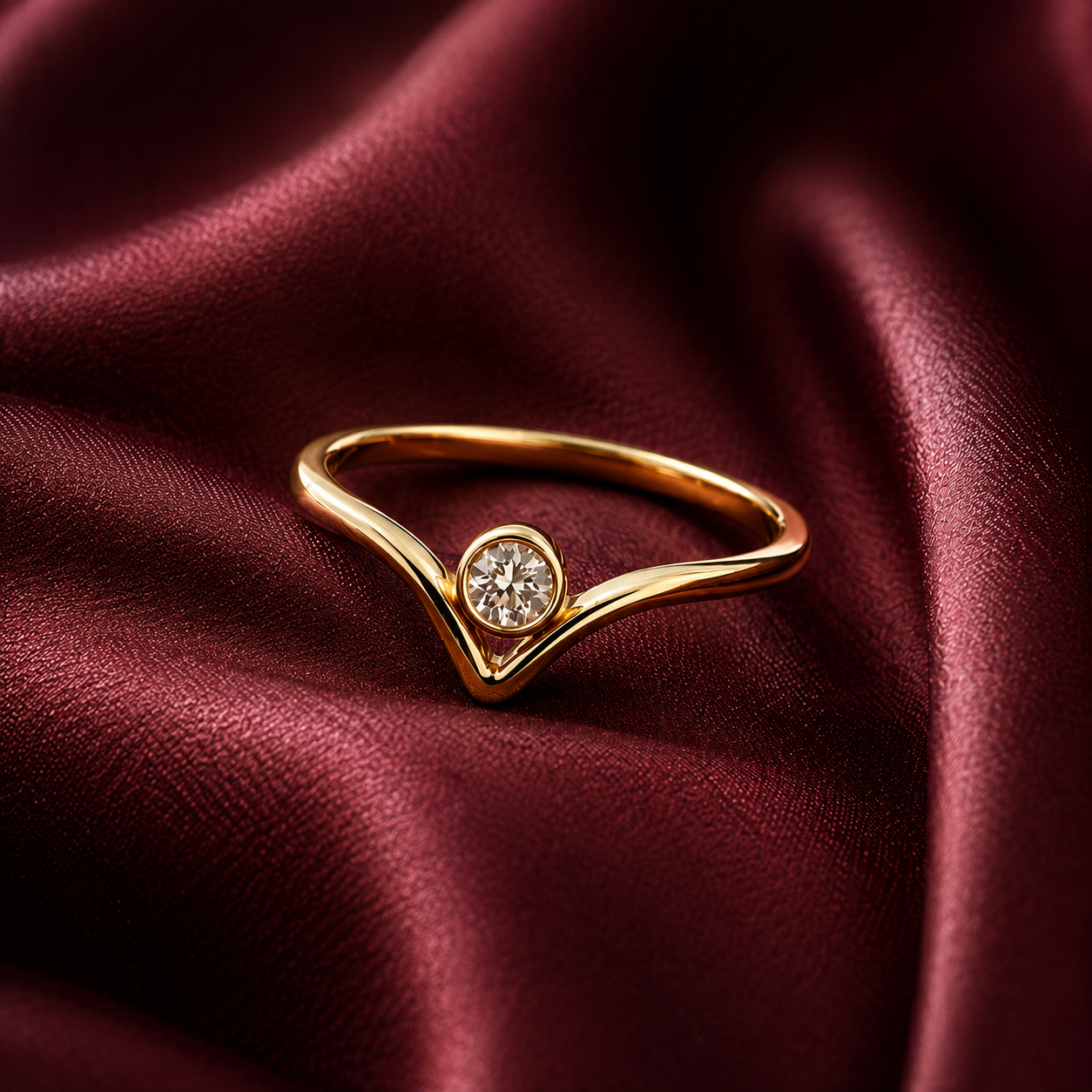 V-Curve Solitaire Ring
