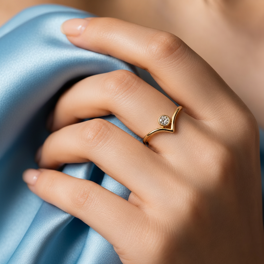 V-Curve Solitaire Ring