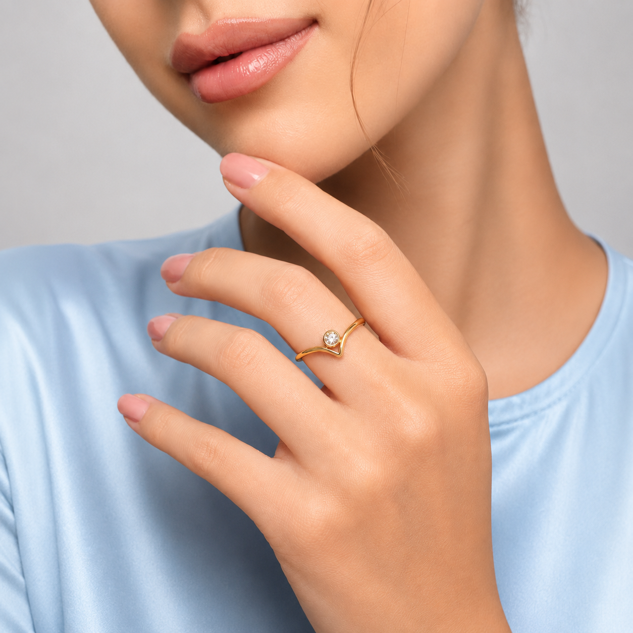 V-Curve Solitaire Ring