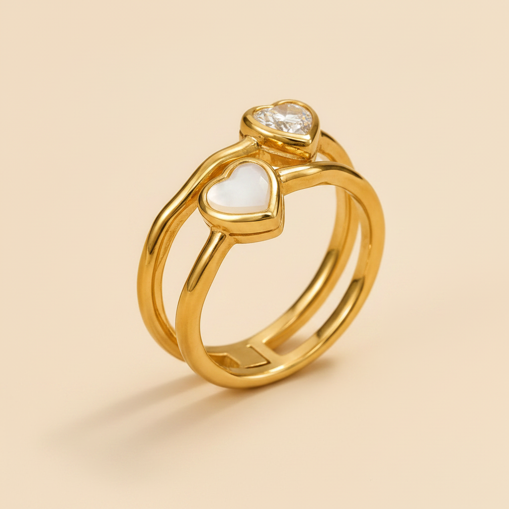 Twin Heart Embrace Ring