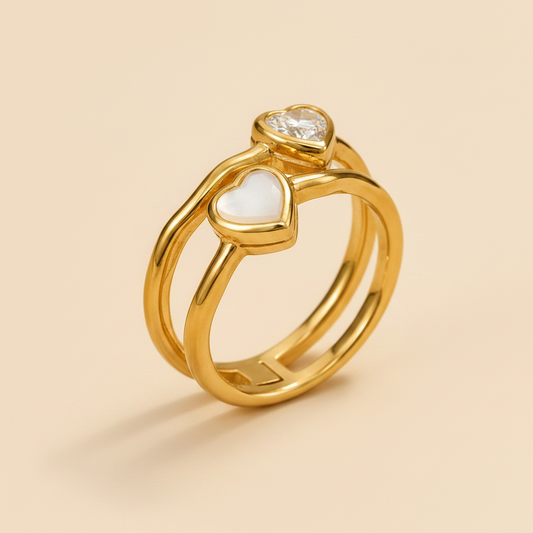 Twin Heart Embrace Ring