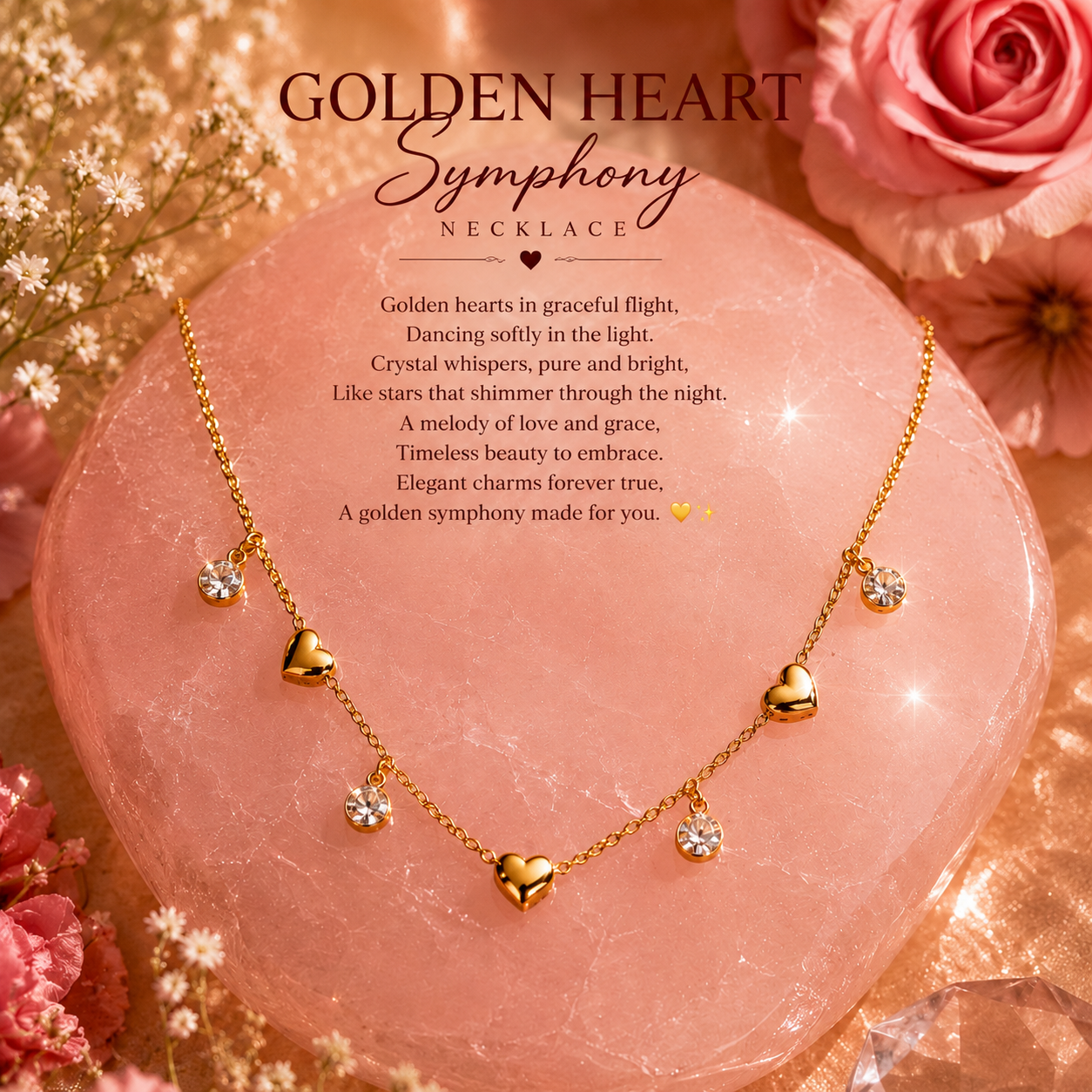 Golden Heart Symphony Necklace