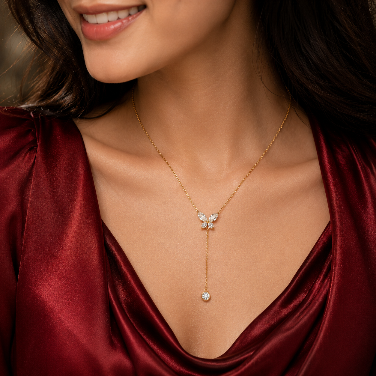 Celestia Butterfly Drop Necklace