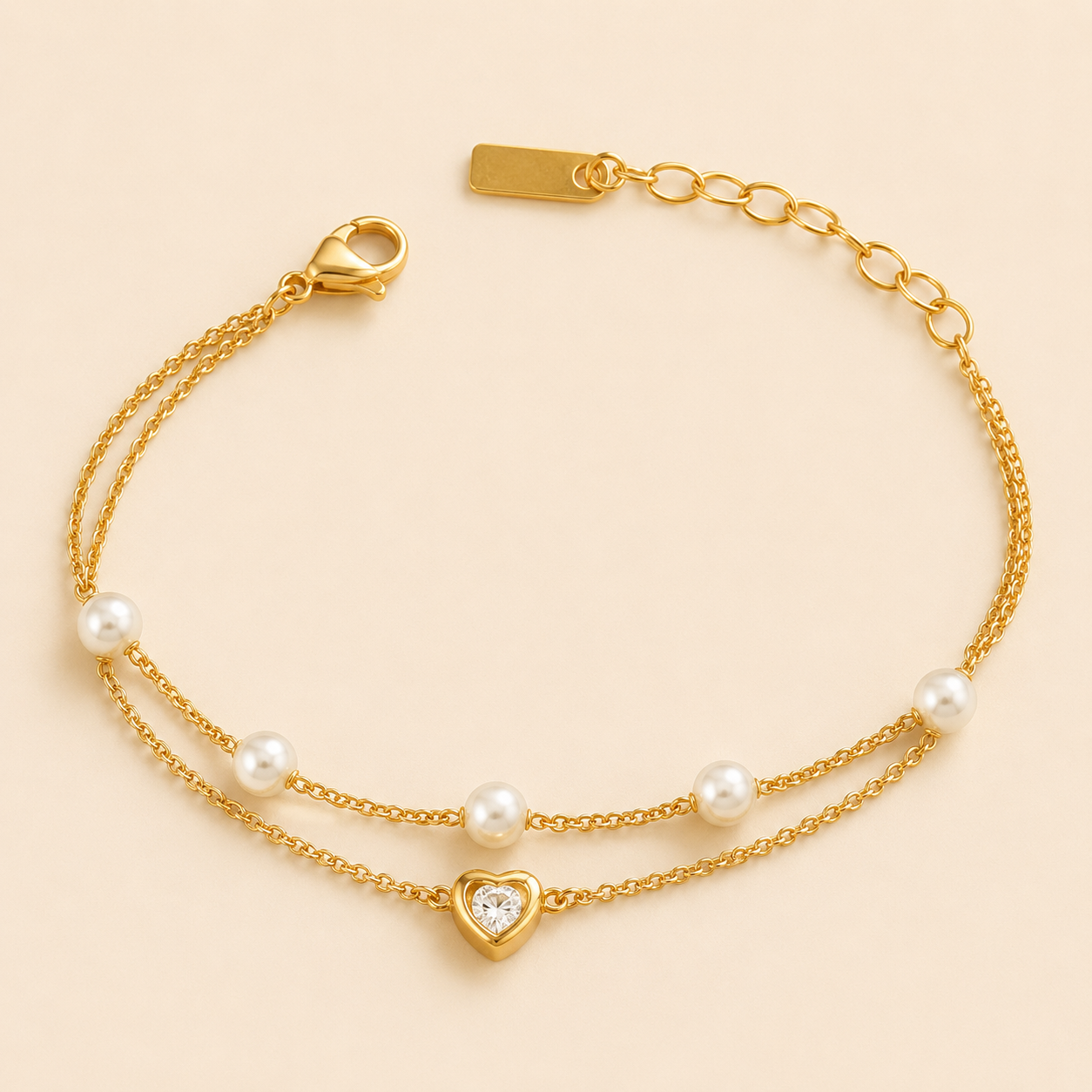 Starlit Pearl Heart Bracelet