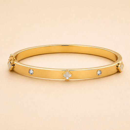 Celestial Clover Bangle Bracelet