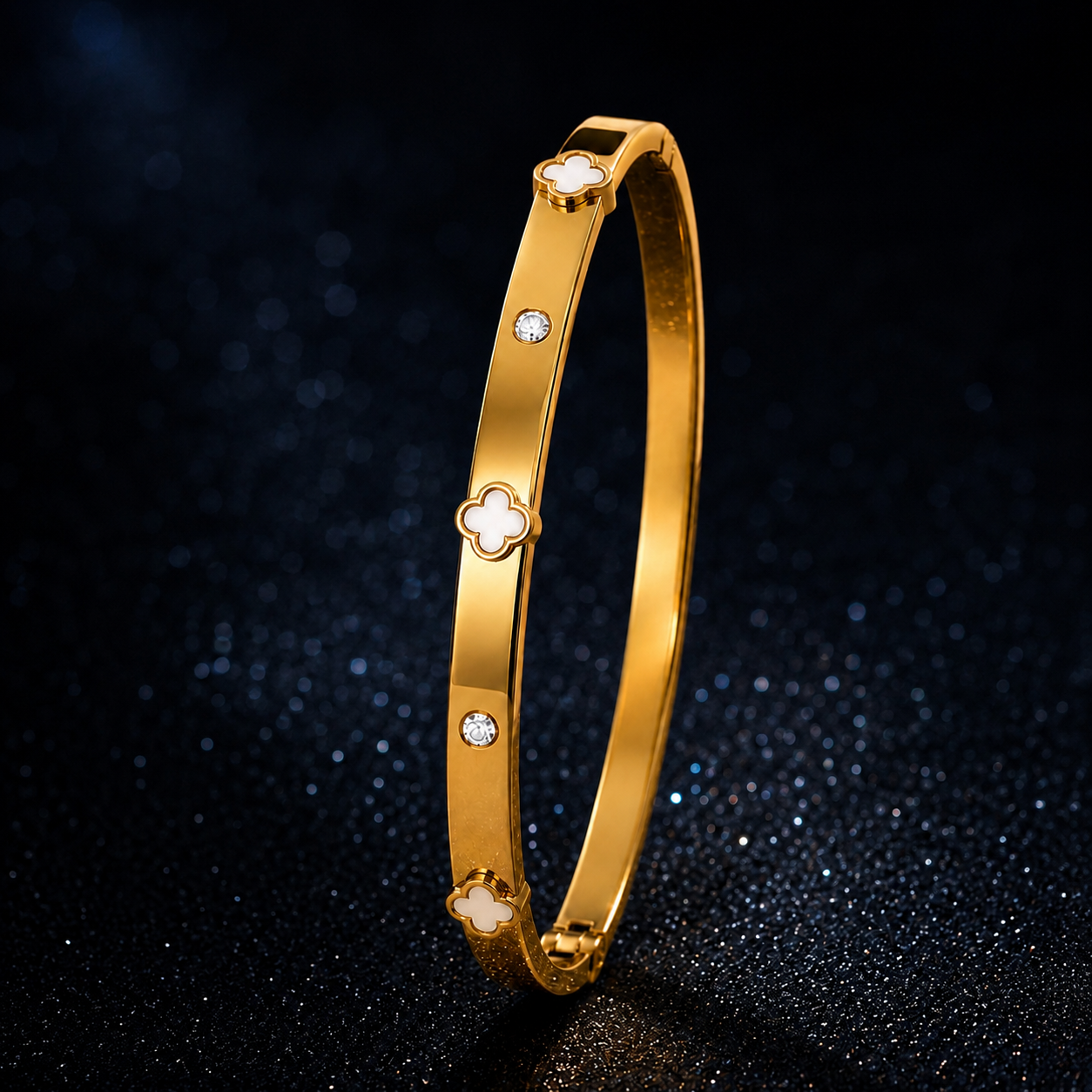 Celestial Clover Bangle Bracelet