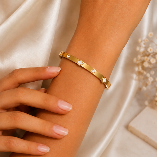 Celestial Clover Bangle Bracelet