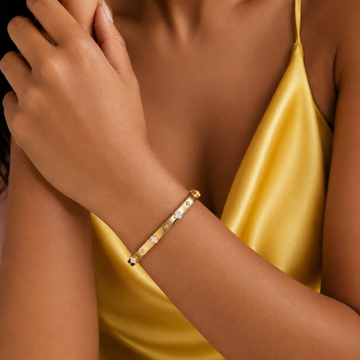 Celestial Clover Bangle Bracelet