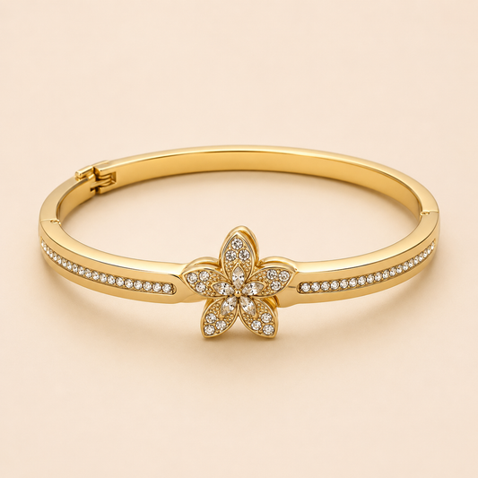 Golden Blossom Bangle Bracelet