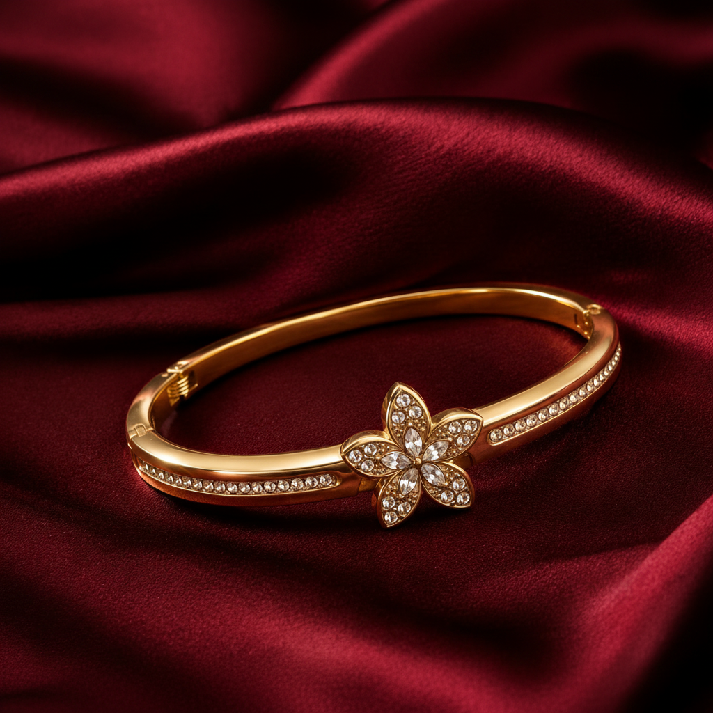 Golden Blossom Bangle Bracelet