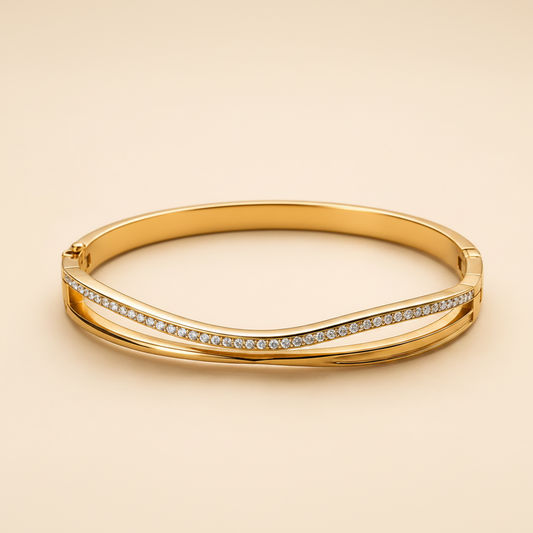 Moonlit Wave Bangle Bracelet