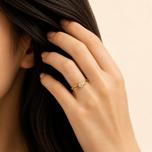 Twin Loop Solitaire Ring