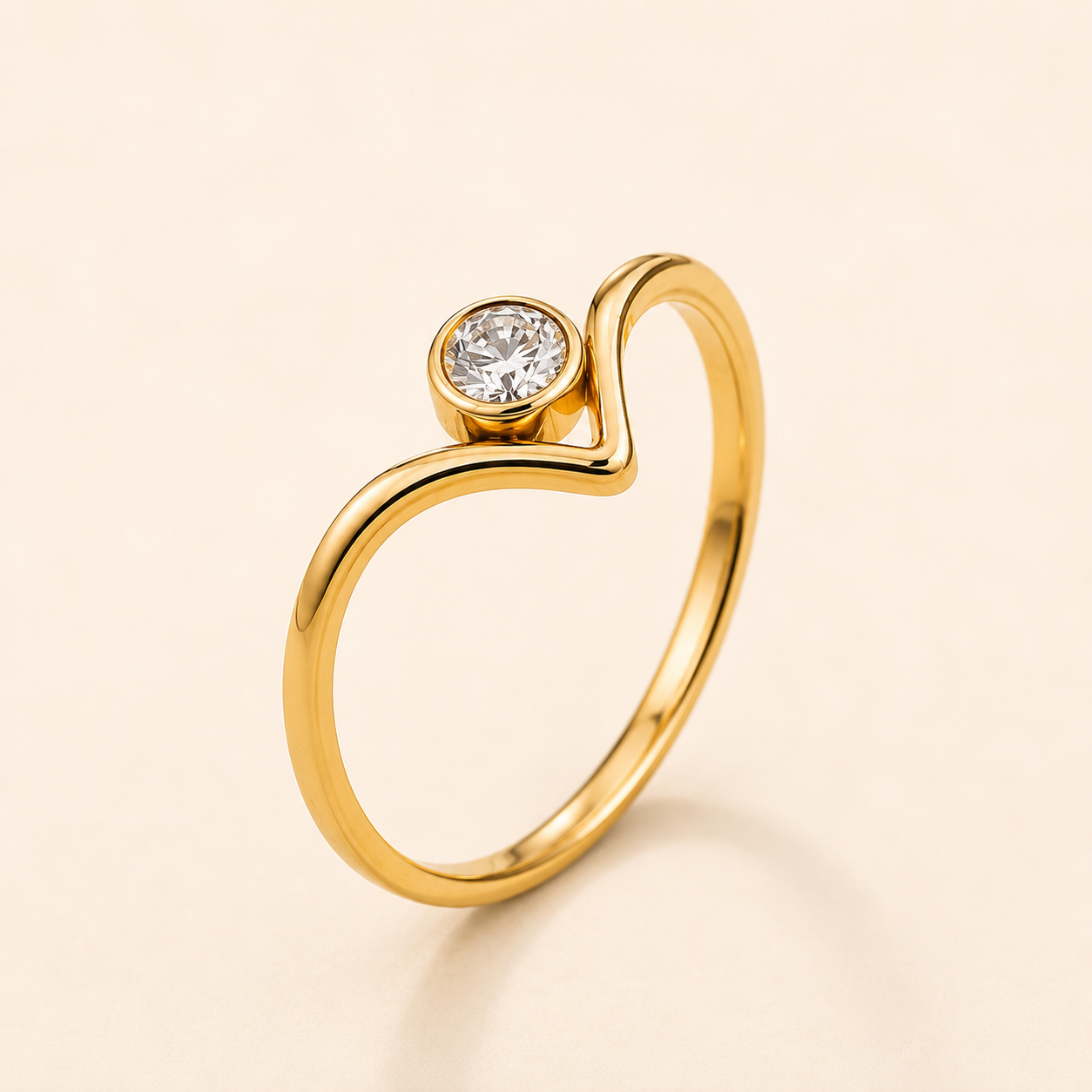 V-Curve Solitaire Ring