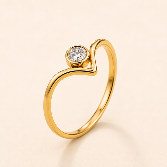V-Curve Solitaire Ring