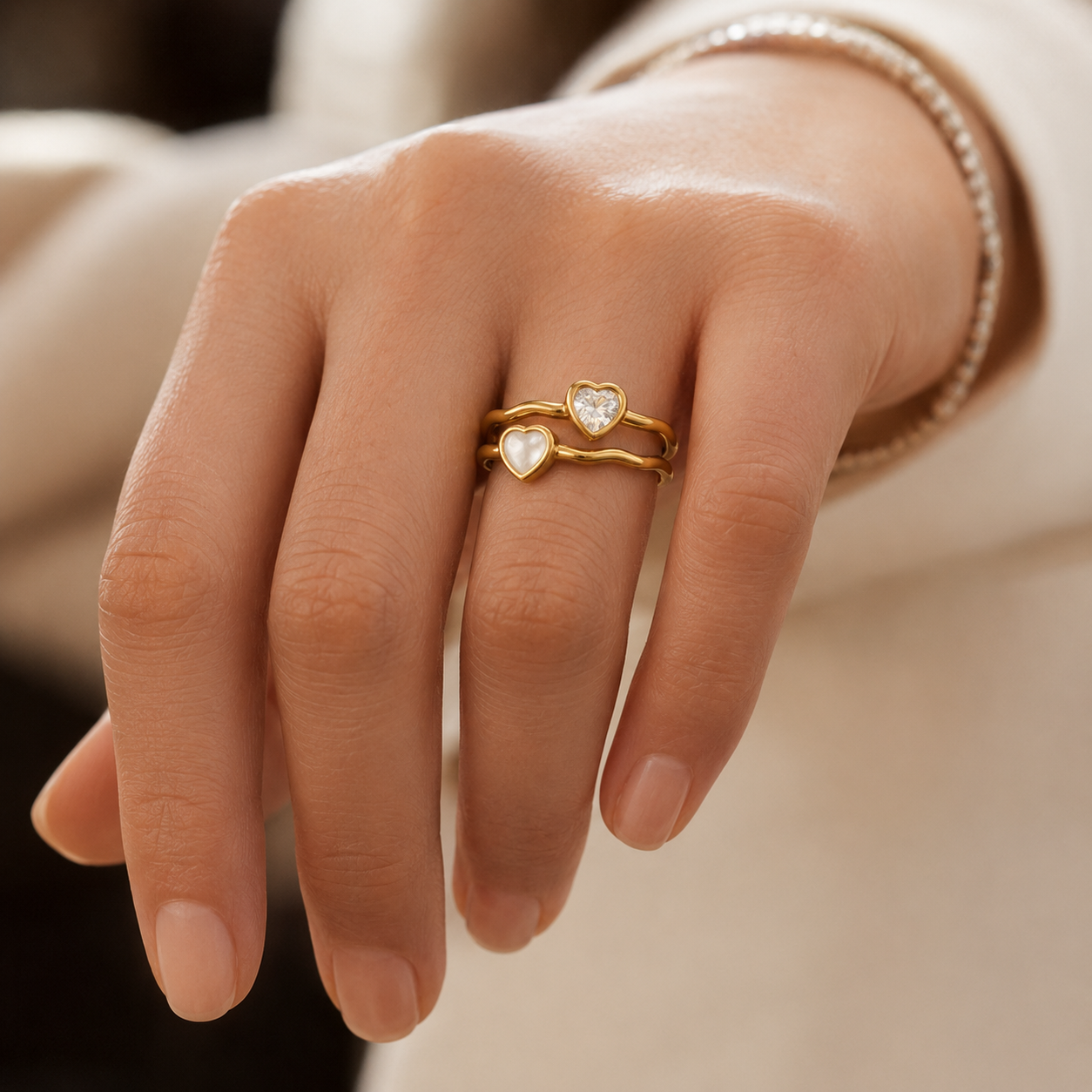 Twin Heart Embrace Ring