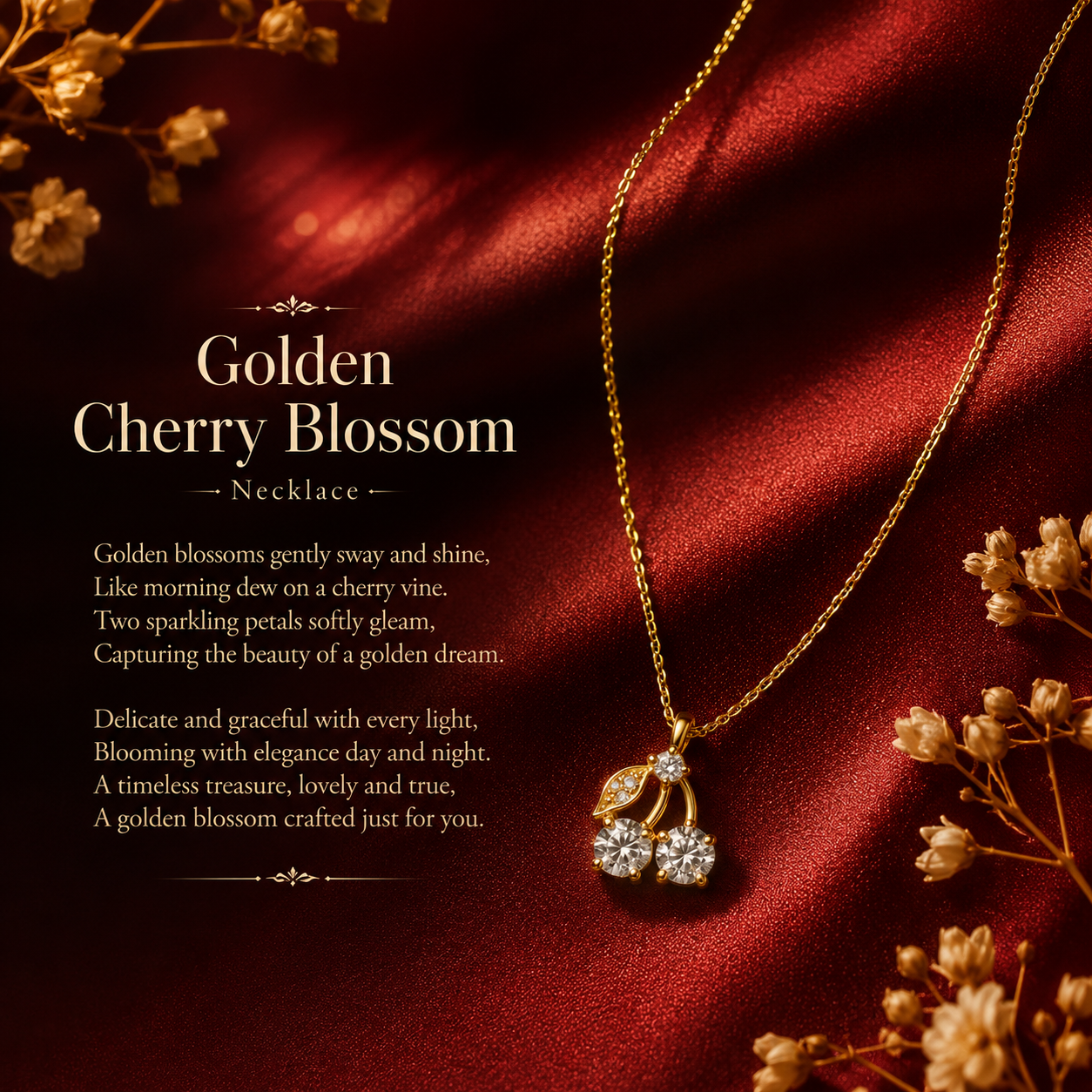 Golden Cherry Blossom Necklace
