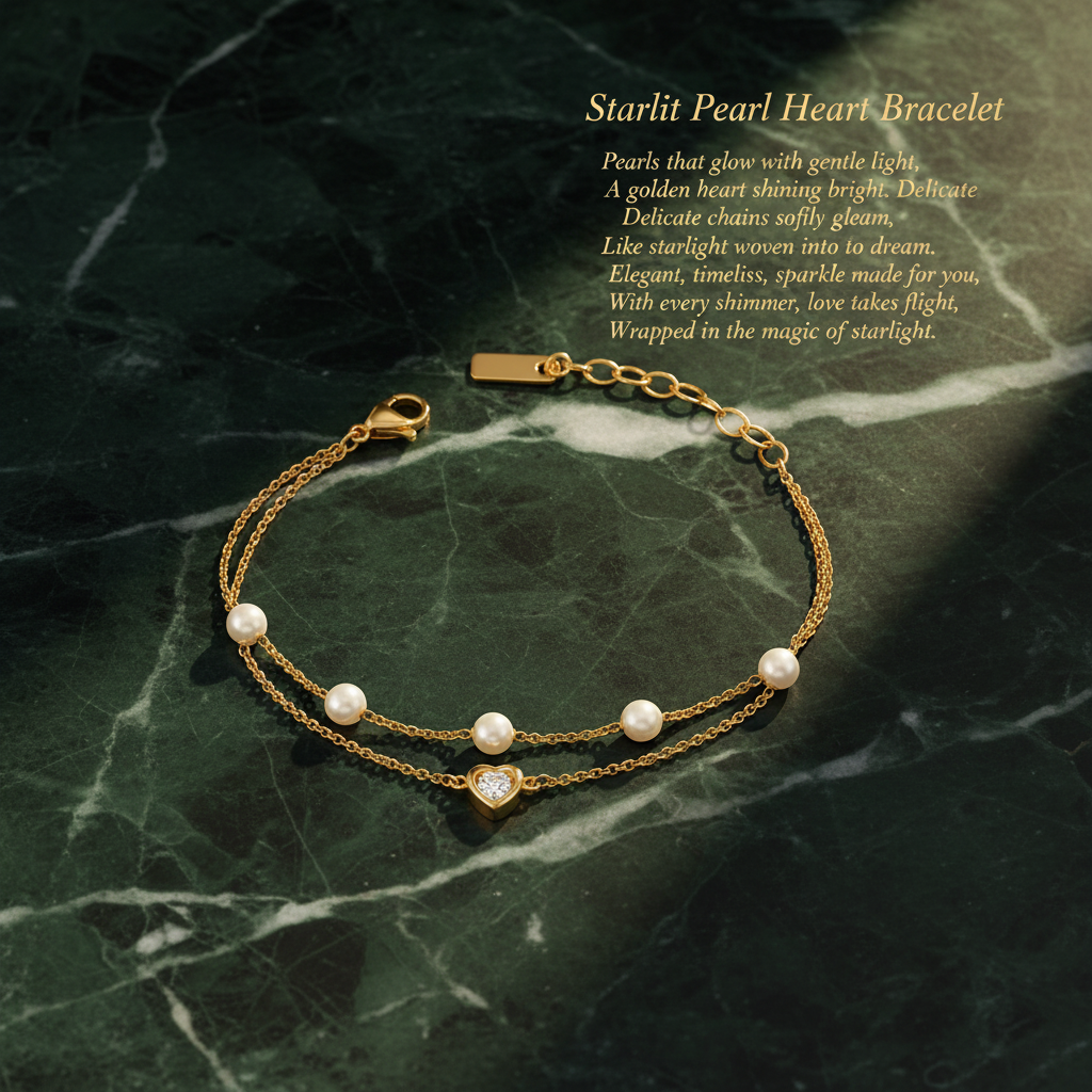 Starlit Pearl Heart Bracelet