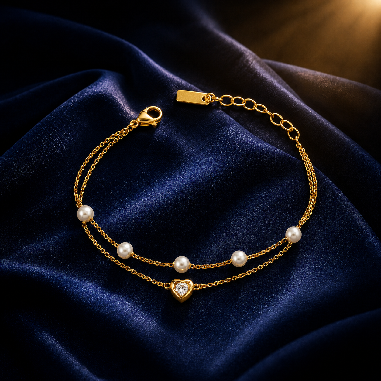 Starlit Pearl Heart Bracelet