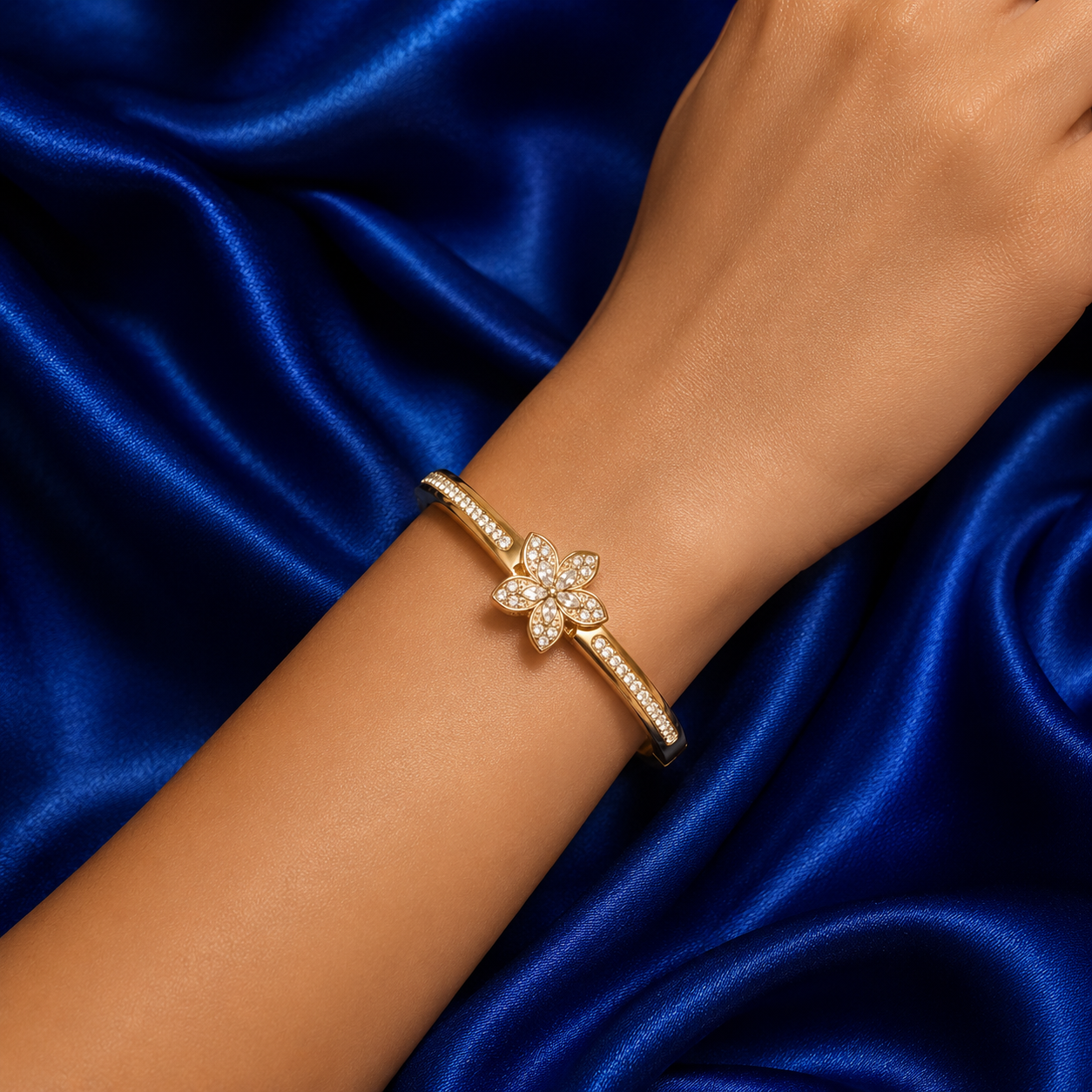 Golden Blossom Bangle Bracelet