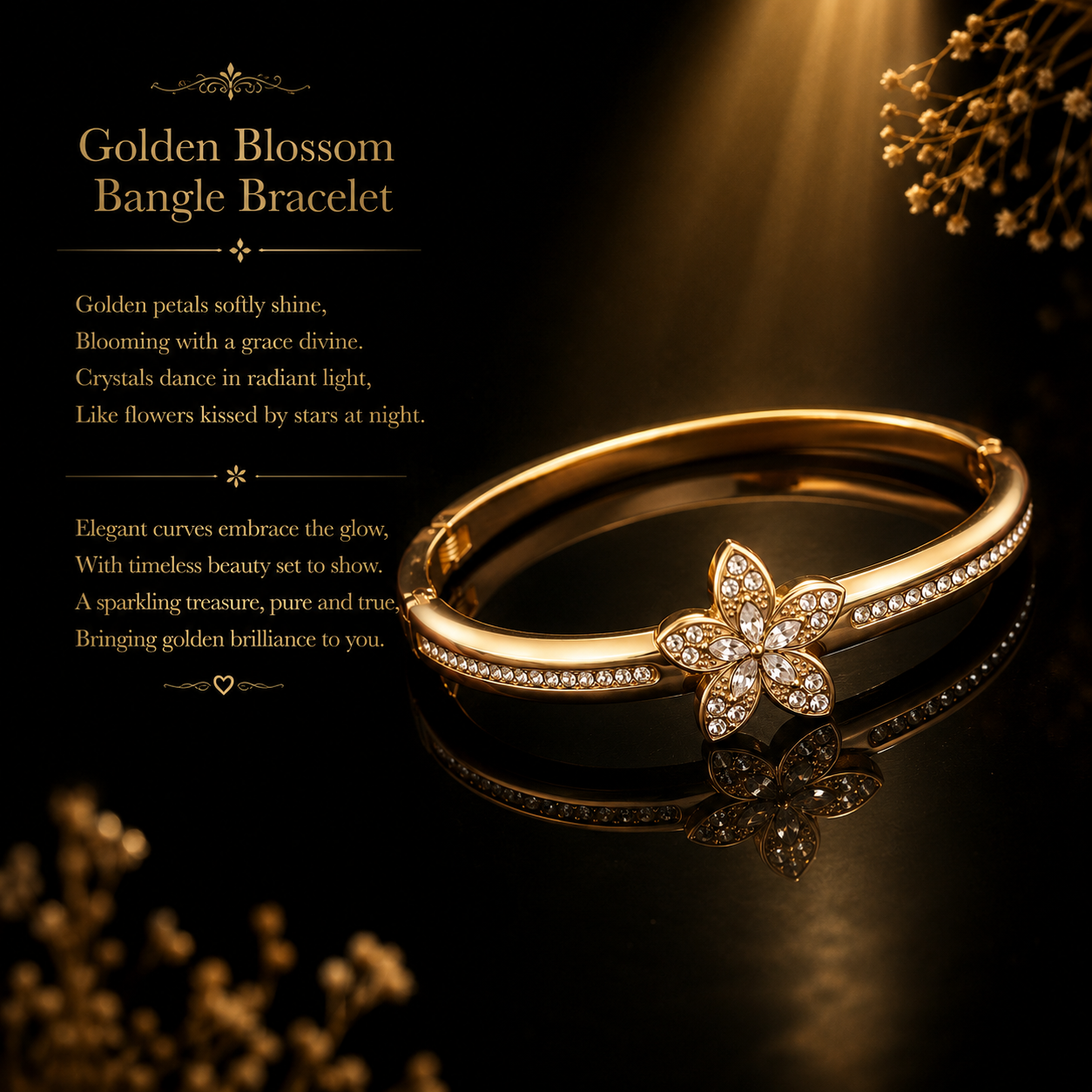 Golden Blossom Bangle Bracelet