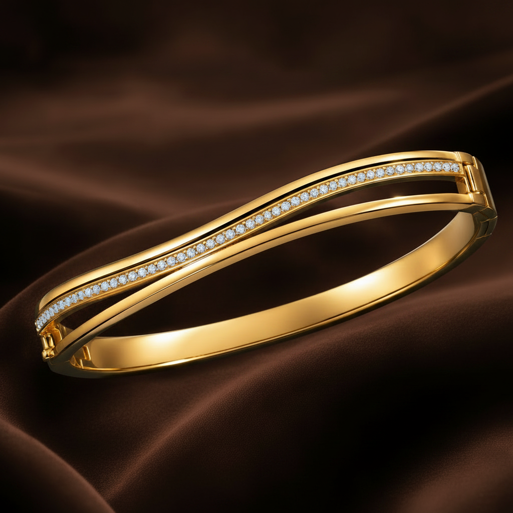 Moonlit Wave Bangle Bracelet