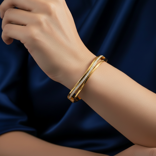 Moonlit Wave Bangle Bracelet