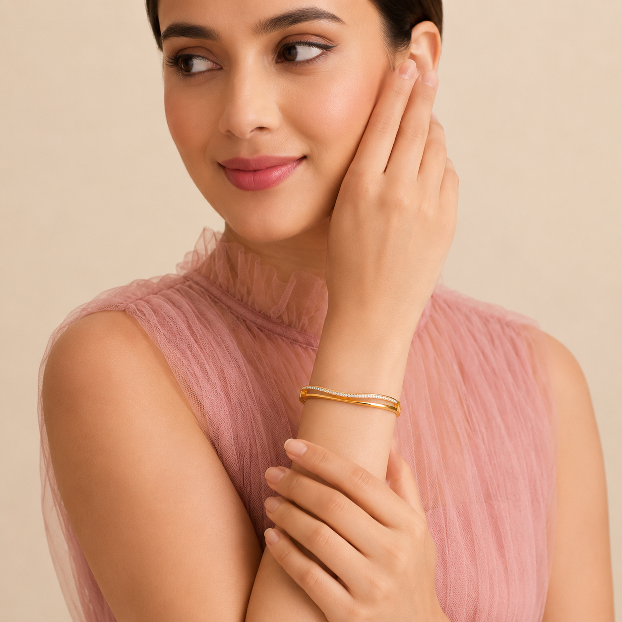 Moonlit Wave Bangle Bracelet