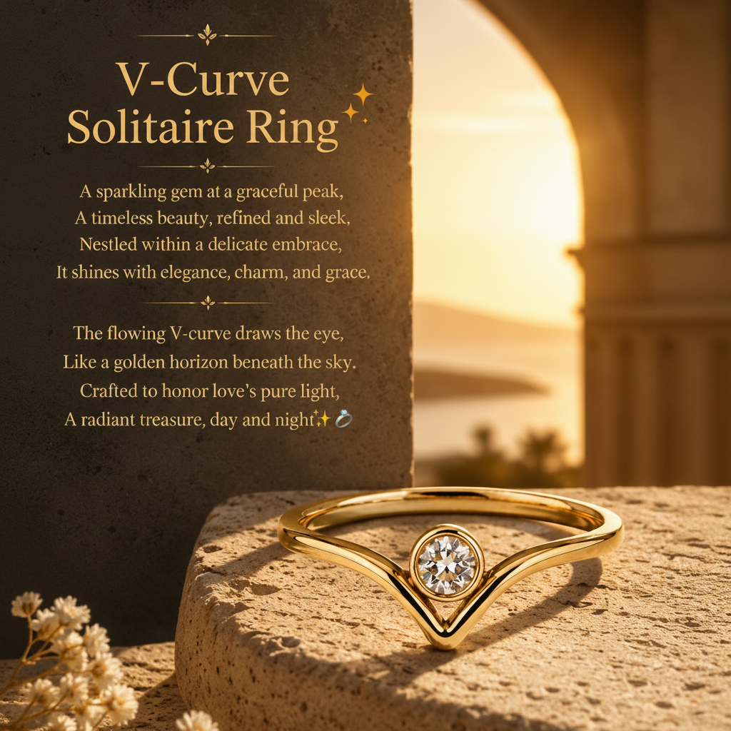 V-Curve Solitaire Ring